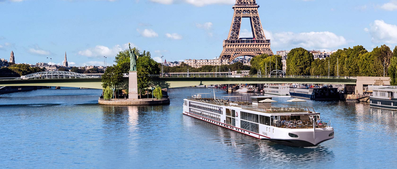 Viking river ship on the Seine river